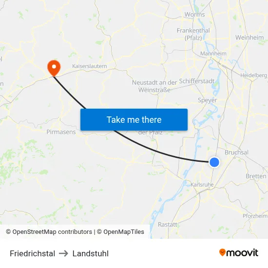 Friedrichstal to Landstuhl map
