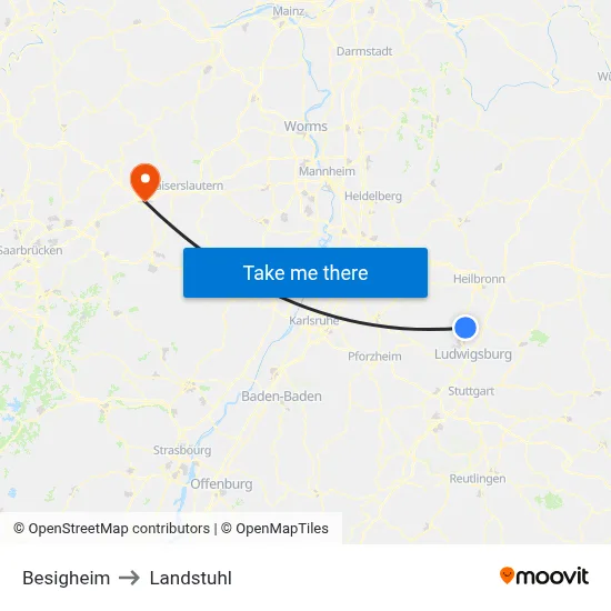 Besigheim to Landstuhl map
