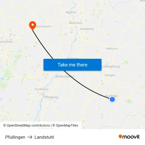 Pfullingen to Landstuhl map
