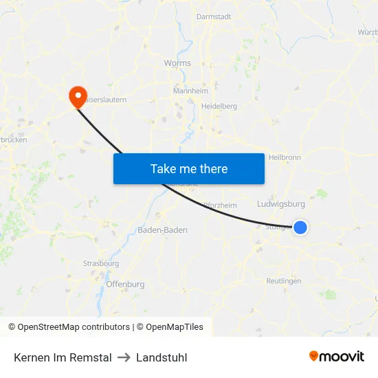 Kernen Im Remstal to Landstuhl map