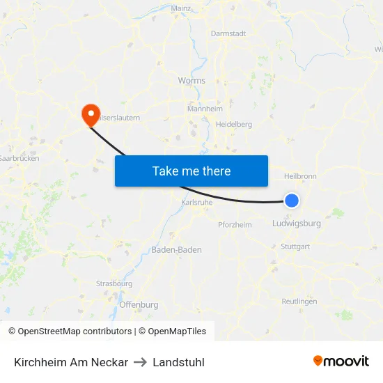 Kirchheim Am Neckar to Landstuhl map