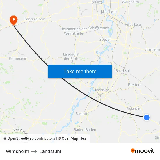 Wimsheim to Landstuhl map