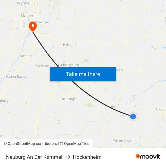 Neuburg An Der Kammel to Hockenheim map