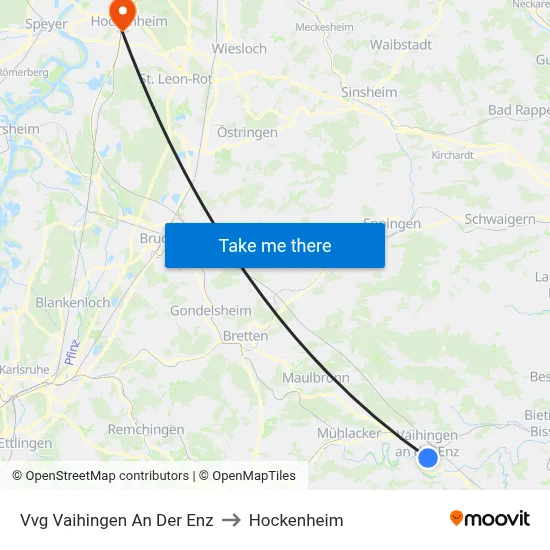 Vvg Vaihingen An Der Enz to Hockenheim map