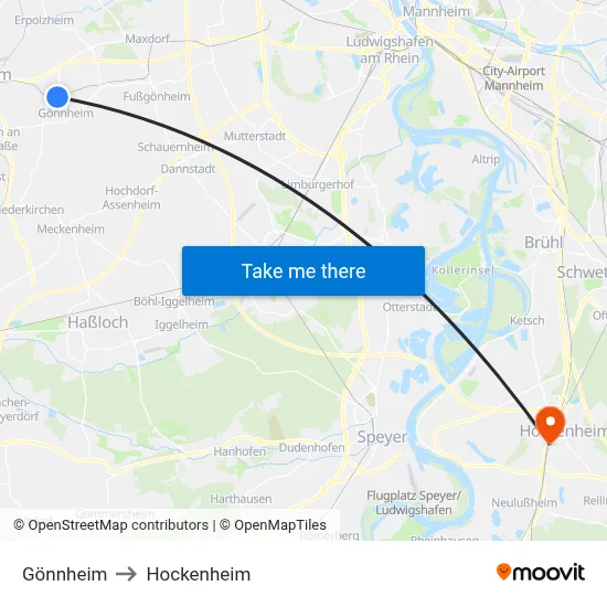 Gönnheim to Hockenheim map