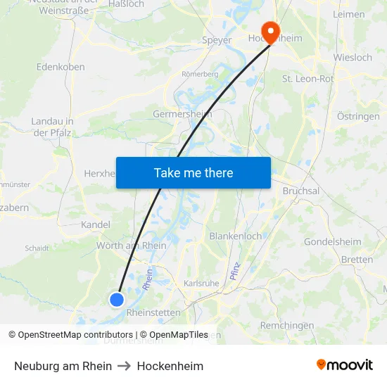 Neuburg am Rhein to Hockenheim map