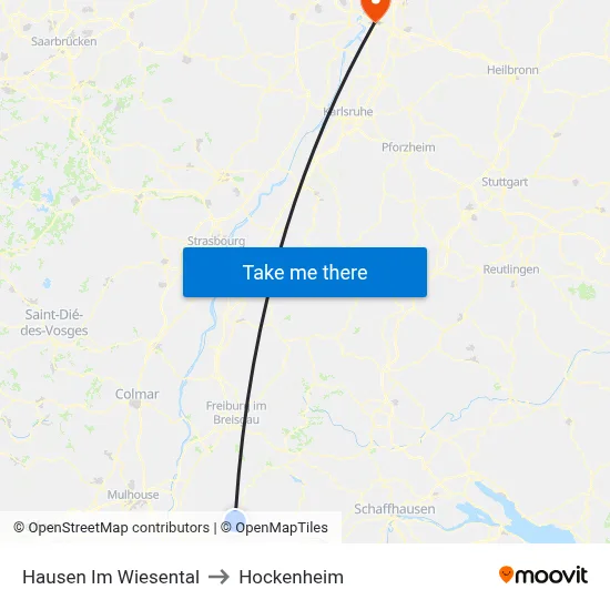Hausen Im Wiesental to Hockenheim map