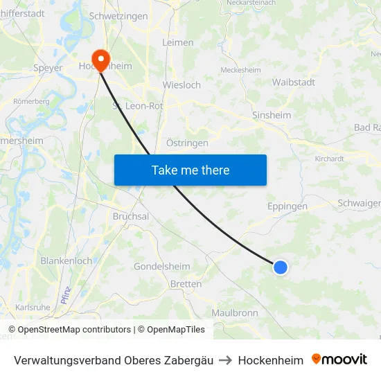 Verwaltungsverband Oberes Zabergäu to Hockenheim map