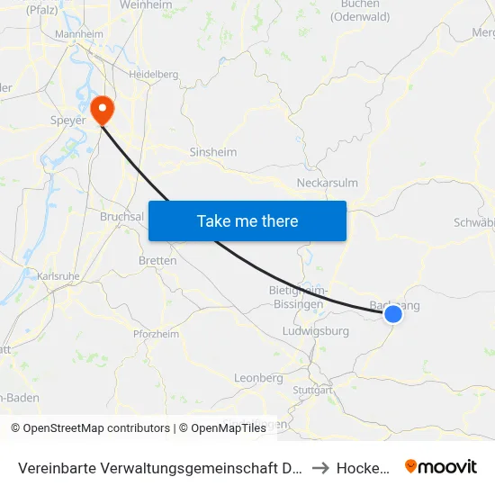 Vereinbarte Verwaltungsgemeinschaft Der Stadt Backnang to Hockenheim map