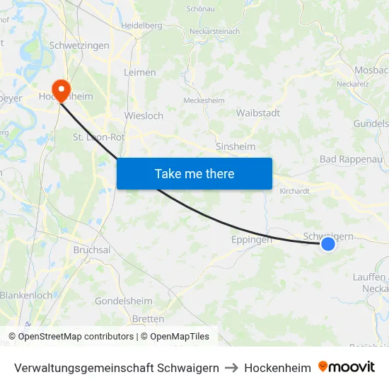Verwaltungsgemeinschaft Schwaigern to Hockenheim map