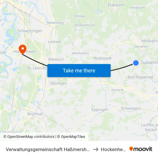 Verwaltungsgemeinschaft Haßmersheim to Hockenheim map