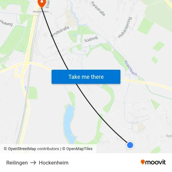 Reilingen to Hockenheim map