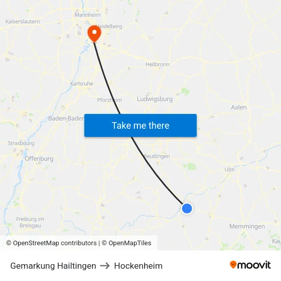 Gemarkung Hailtingen to Hockenheim map