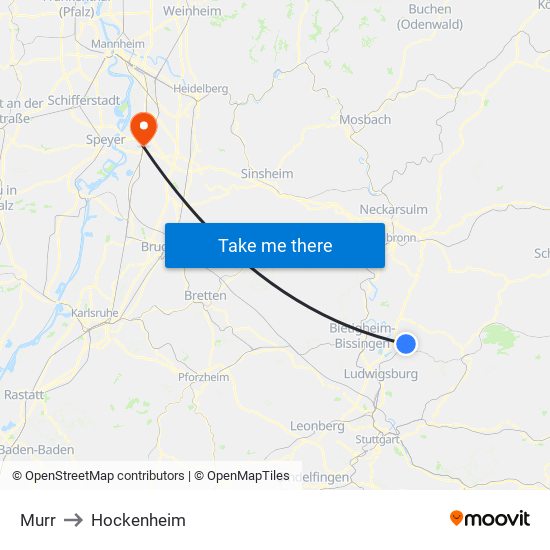 Murr to Hockenheim map