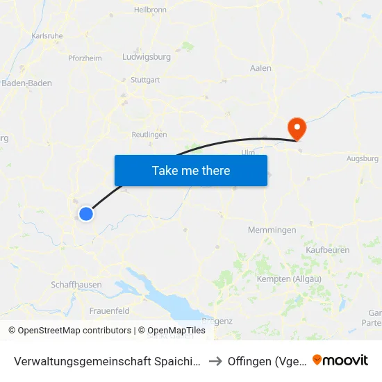 Verwaltungsgemeinschaft Spaichingen to Offingen (Vgem) map