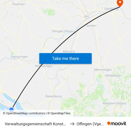 Verwaltungsgemeinschaft Konstanz to Offingen (Vgem) map