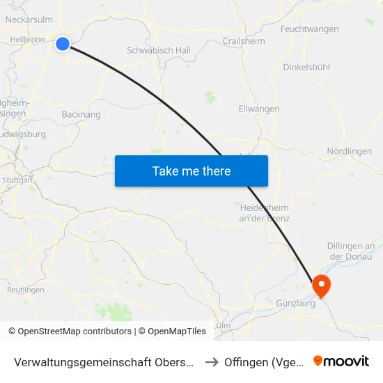 Verwaltungsgemeinschaft Obersulm to Offingen (Vgem) map