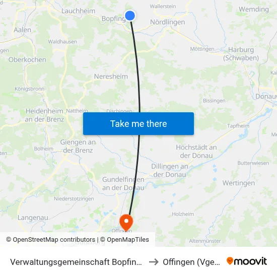 Verwaltungsgemeinschaft Bopfingen to Offingen (Vgem) map