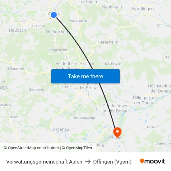 Verwaltungsgemeinschaft Aalen to Offingen (Vgem) map