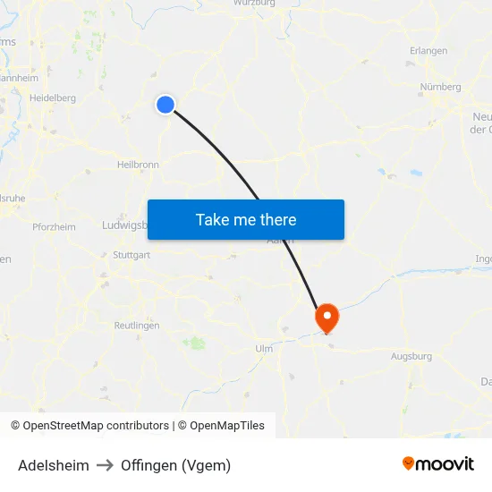 Adelsheim to Offingen (Vgem) map