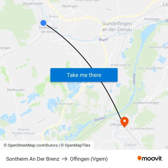Sontheim An Der Brenz to Offingen (Vgem) map