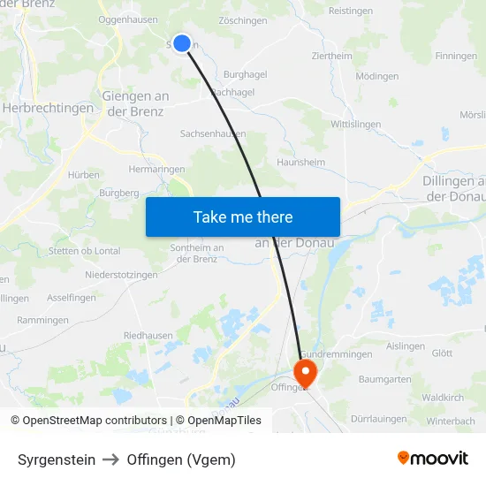 Syrgenstein to Offingen (Vgem) map