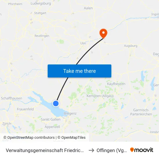 Verwaltungsgemeinschaft Friedrichshafen to Offingen (Vgem) map