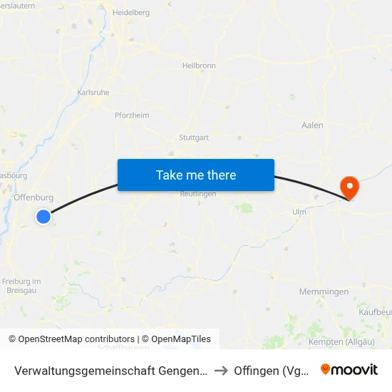 Verwaltungsgemeinschaft Gengenbach to Offingen (Vgem) map