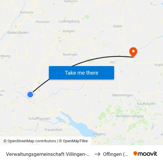 Verwaltungsgemeinschaft Villingen-Schwenningen to Offingen (Vgem) map