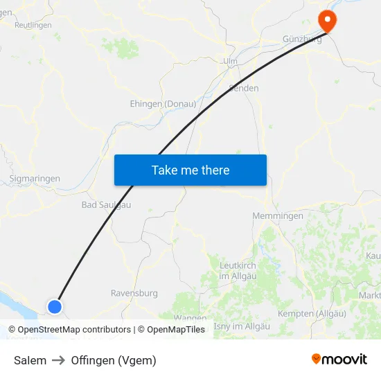 Salem to Offingen (Vgem) map