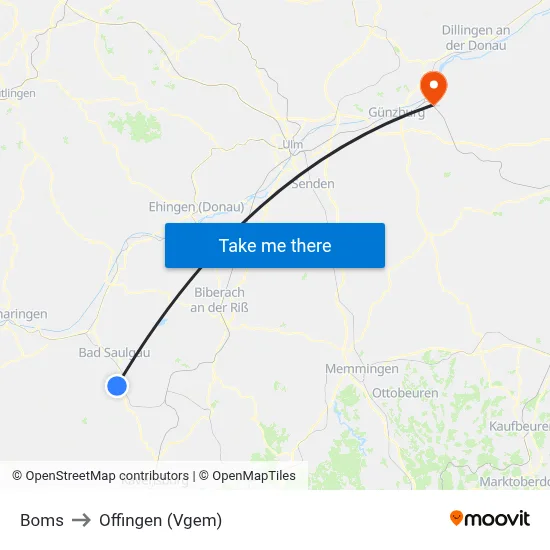 Boms to Offingen (Vgem) map