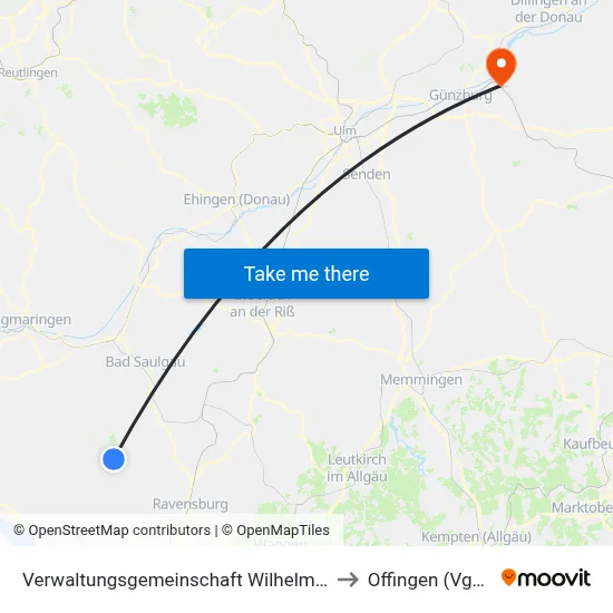 Verwaltungsgemeinschaft Wilhelmsdorf to Offingen (Vgem) map