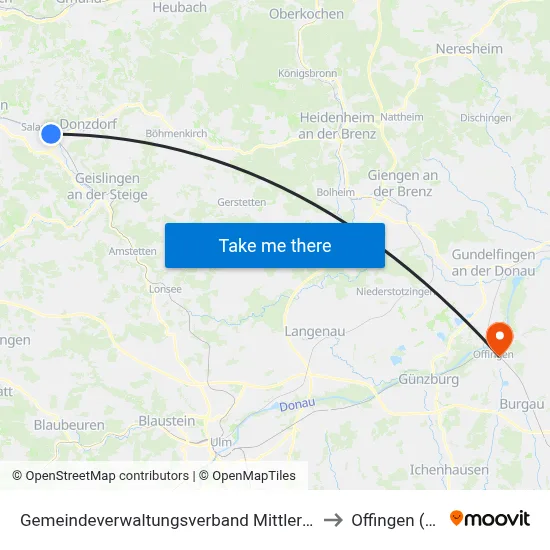 Gemeindeverwaltungsverband Mittleres Fils-Lautertal to Offingen (Vgem) map
