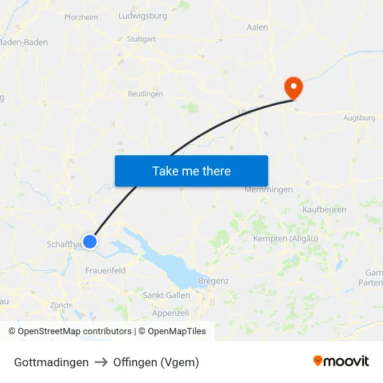 Gottmadingen to Offingen (Vgem) map