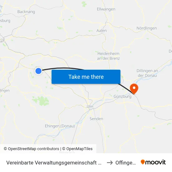 Vereinbarte Verwaltungsgemeinschaft Der Stadt Weilheim An Der Teck to Offingen (Vgem) map