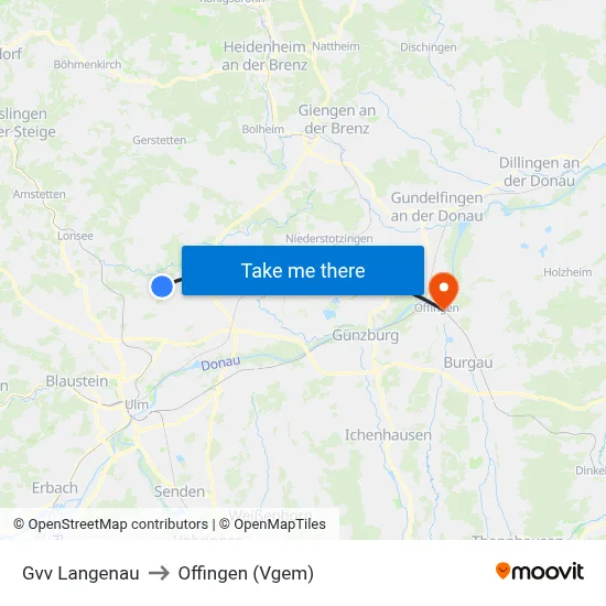 Gvv Langenau to Offingen (Vgem) map