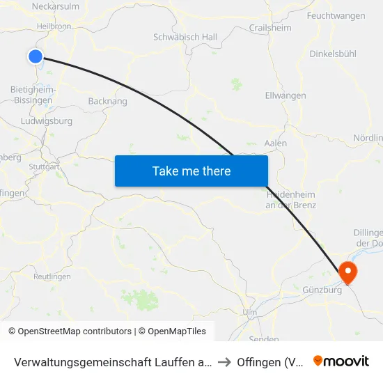 Verwaltungsgemeinschaft Lauffen am Neckar to Offingen (Vgem) map