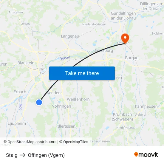 Staig to Offingen (Vgem) map