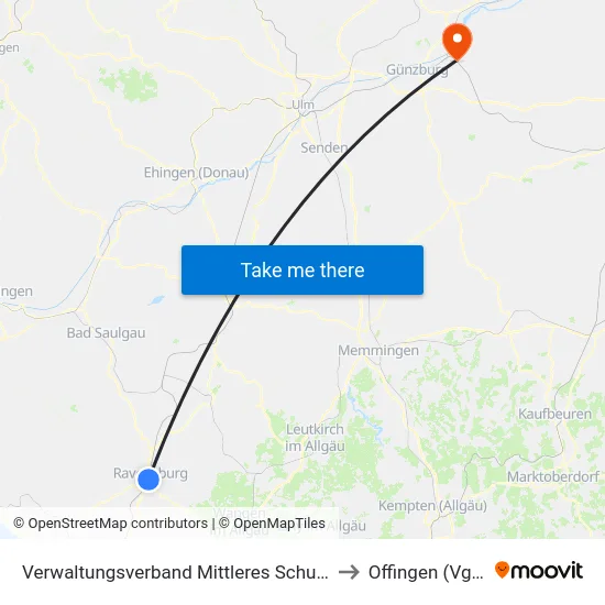 Verwaltungsverband Mittleres Schussental to Offingen (Vgem) map