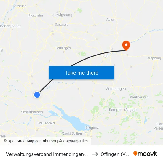Verwaltungsverband Immendingen-Geisingen to Offingen (Vgem) map