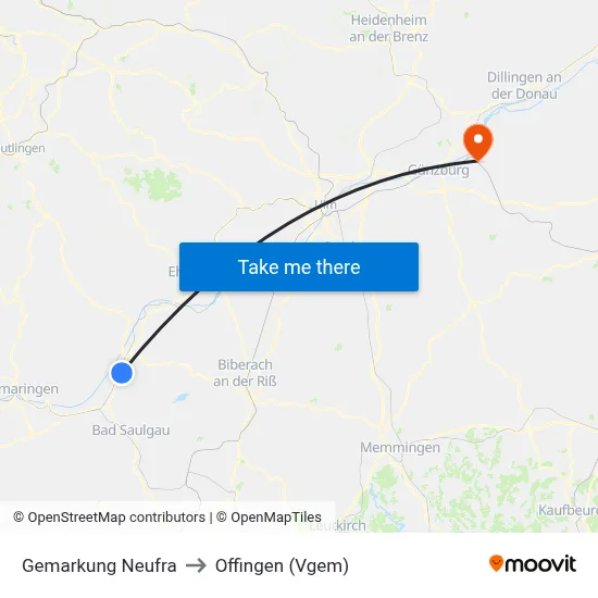 Gemarkung Neufra to Offingen (Vgem) map