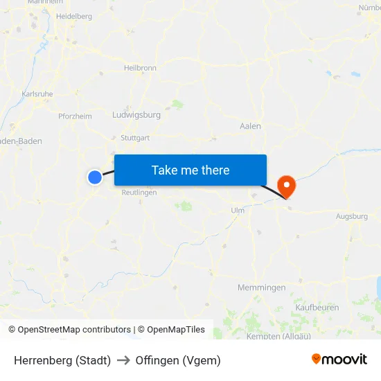 Herrenberg (Stadt) to Offingen (Vgem) map