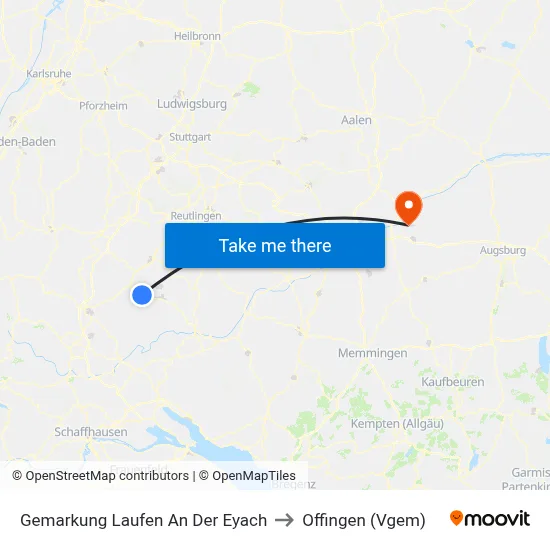 Gemarkung Laufen An Der Eyach to Offingen (Vgem) map