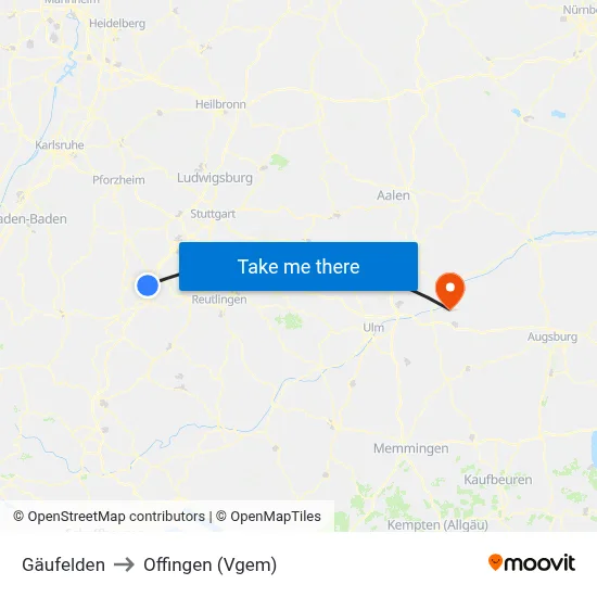 Gäufelden to Offingen (Vgem) map