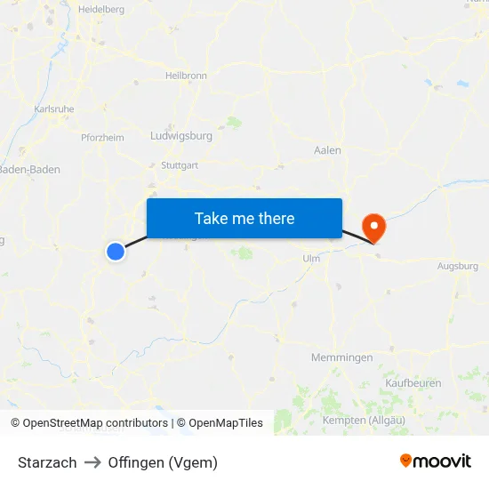 Starzach to Offingen (Vgem) map