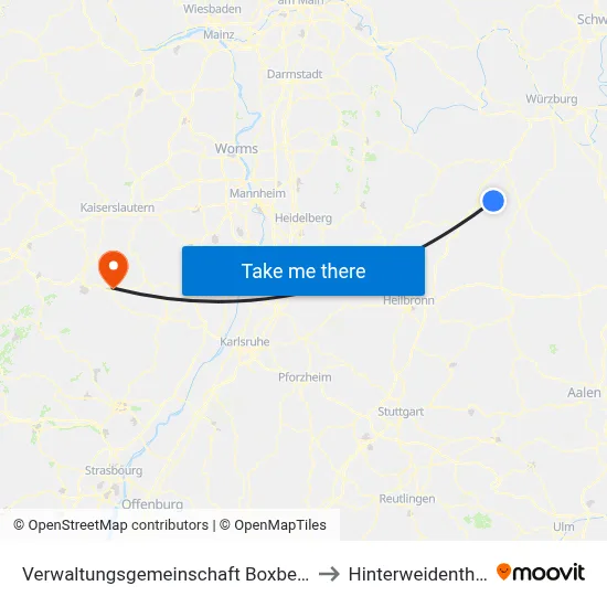 Verwaltungsgemeinschaft Boxberg to Hinterweidenthal map