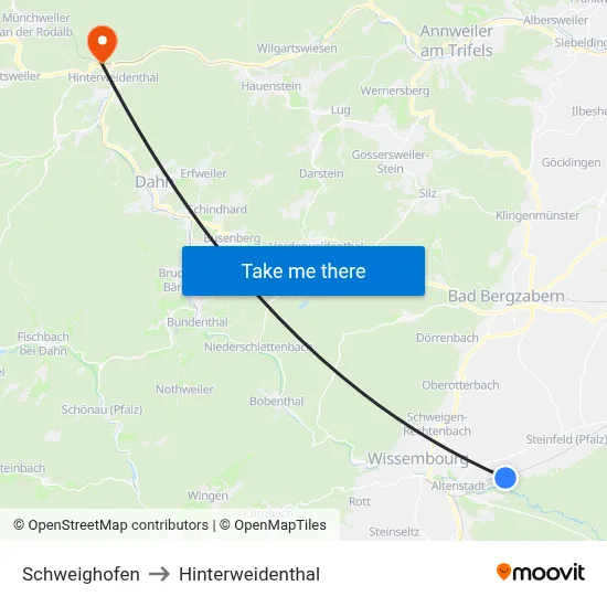 Schweighofen to Hinterweidenthal map