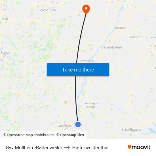Gvv Müllheim-Badenweiler to Hinterweidenthal map