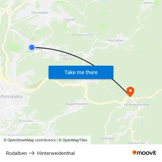 Rodalben to Hinterweidenthal map