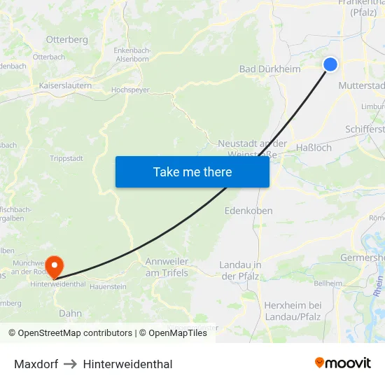 Maxdorf to Hinterweidenthal map